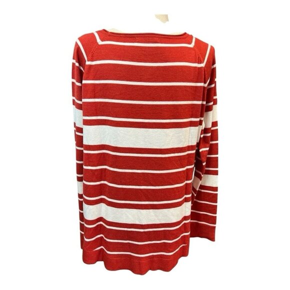 Pink Clover Womens Striped Sweater~Size XXL~Burnt Red White Curved Hem NWT~L5 11 - Picture 6 of 11